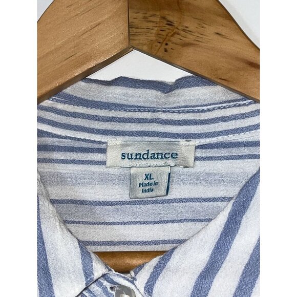 Sundance Womens Blue & White Striped Button-Up Shirt XL - Picture 6 of 10
